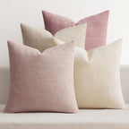 Pack of 4 Couch Throw Pillow Covers 18x18 Inch Neutral Blue Soft Decorative Chenille Pillow Covers Farmhouse Accent Cushion Covers for Boho Western Spring Coastal Decor Sofa Bed Living Room