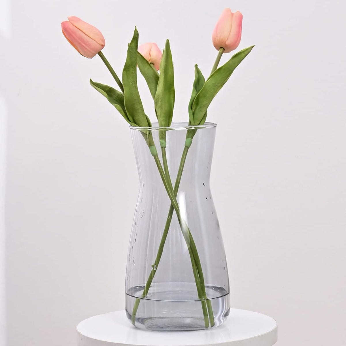 8 inch Iridescent Glass Flower Vases for Centerpiece Table Home Indoor Desk Decor,Ins Modern Boho Style Vase for Wedding Housewarming Gift